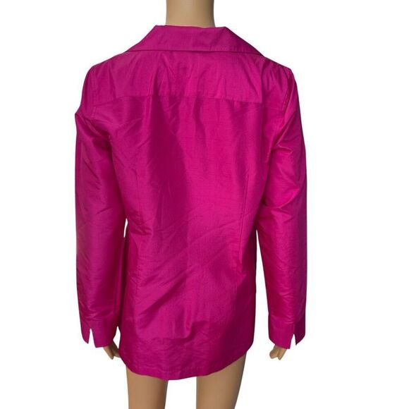 Talbots 100% Silk Fuchsia Pink Long Sleeve Button Up Blouse Collared Size 8 - Picture 3 of 7